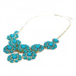Turquoise Beaded Stone Bloom Statement Necklace